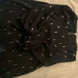 Papermoon Navy Blue with Silver Feather Pattern Blouse